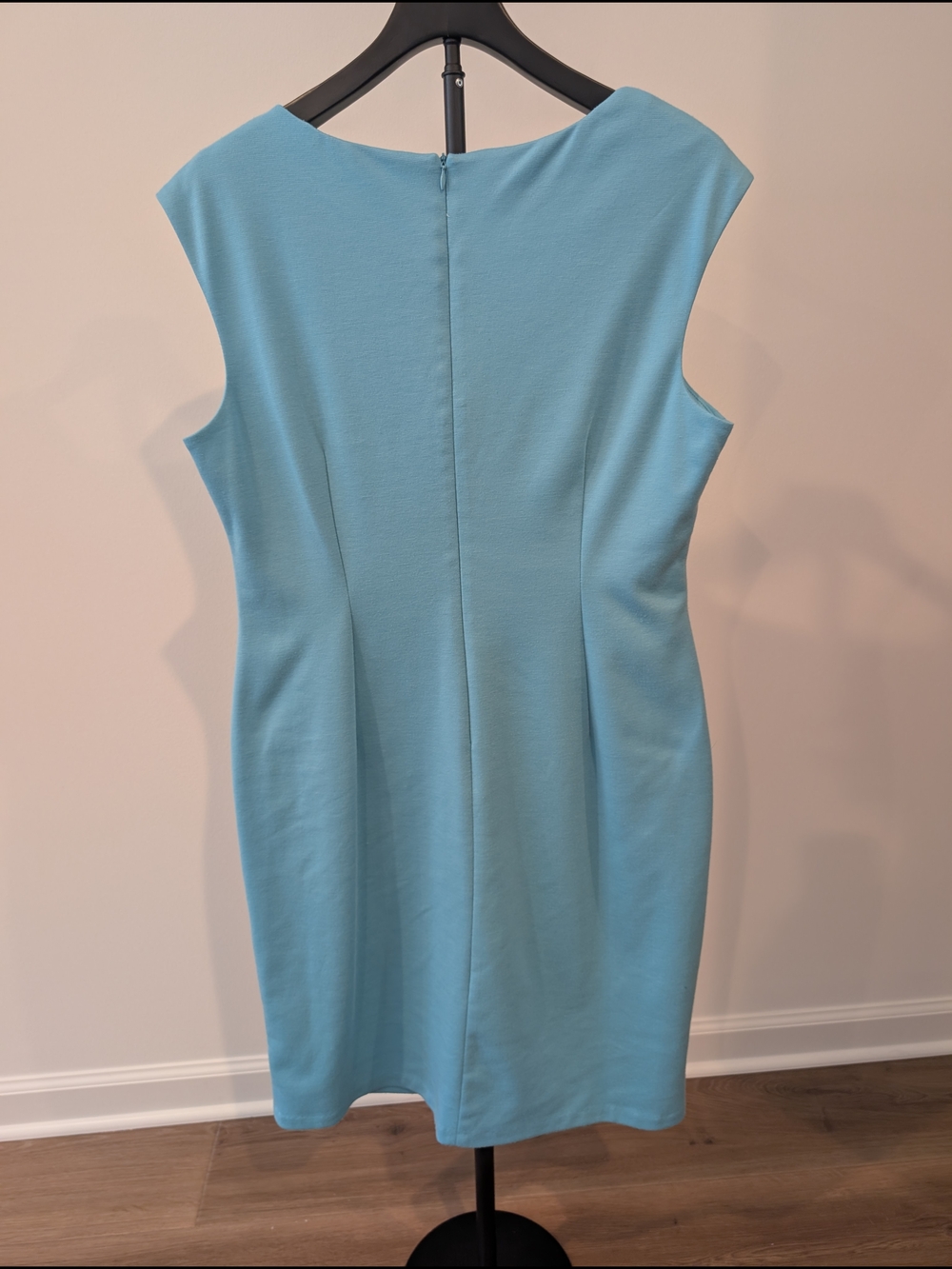 London Times Sleeveless Light Blue Ponte Sheath Midi Dress Size 14 - Picture 5 of 11